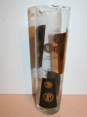 Vtg. Cera MCM Black & Gold 22K Coin Martini Glass Pitcher Barware 60's